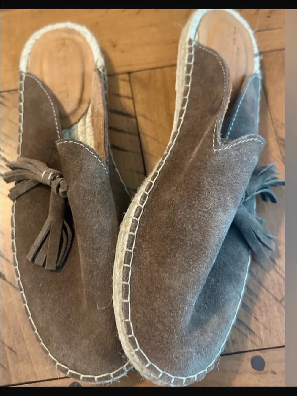 Taupe Suede Tassel Slip-On Espadrilles - Women